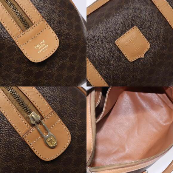 CELINE Macadam Canvas Hand Bag Pvc Leather Brown Gold - Picture 11 of 12